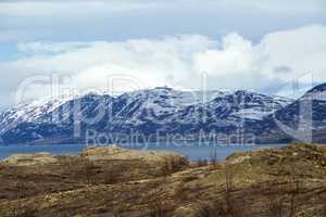 Snowy volcano mountain landscape in Iceland