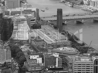 Black and white Aerial view of London