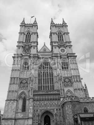 Black and white Westminster Abbey in London