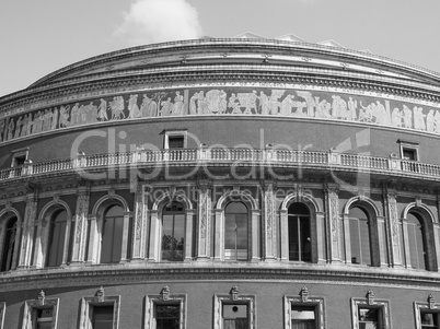 Black and white Royal Albert Hall in London