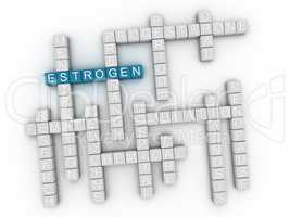 3d image Estrogen word cloud concept