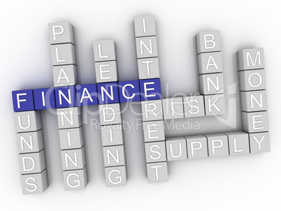 3d image Finance word cloud concept