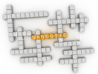 3d image Narcotic word cloud concept
