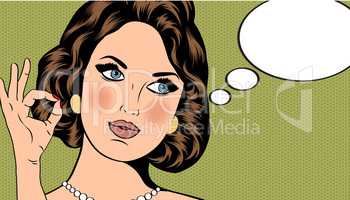 Pop Art illustration of woman with the speech bubble