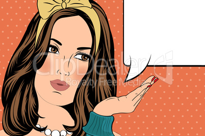 Pop Art illustration of woman with the speech bubble