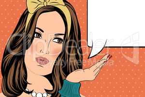 Pop Art illustration of woman with the speech bubble