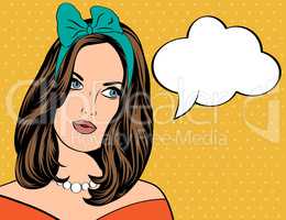 Pop Art illustration of woman with the speech bubble