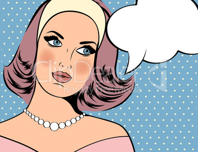 Pop Art illustration of woman with the speech bubble