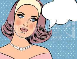 Pop Art illustration of woman with the speech bubble