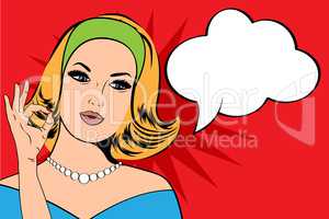 Pop Art illustration of woman with the speech bubble