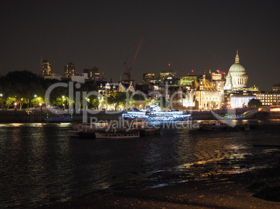 River Thames in London at night