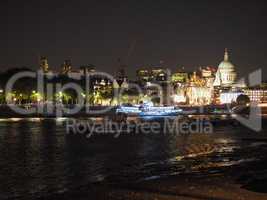 River Thames in London at night