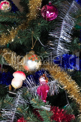 toys on green christmas fir