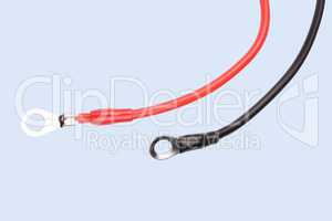 Two Wire Red and Black Isolated on Blue