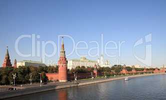 Kremlin tower,  quay and river