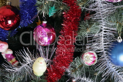 toys on green christmas fir