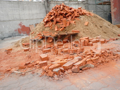 heap of red brick