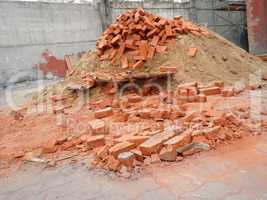 heap of red brick