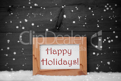 Picture Frame, Gray Background, Happy Holidays, Snow, Snowflake