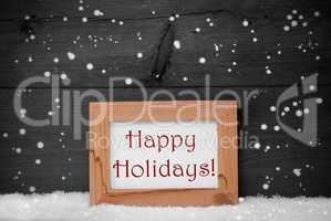 Picture Frame, Gray Background, Happy Holidays, Snow, Snowflake
