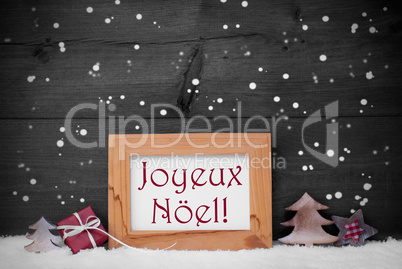 Gray Frame With Joyeux Noel Means Merry Christmas, Snowflakes
