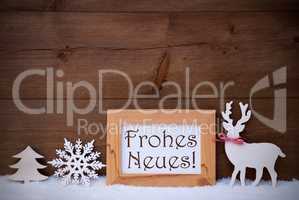 White Decoration On Snow, Frohes Neues Mean Happy New Year