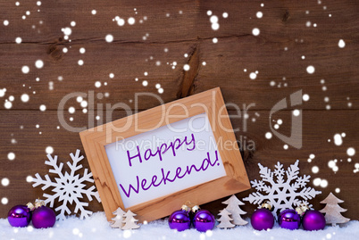 Purple Christmas Decoration, Snow, Happy Weekend, Snowflakes