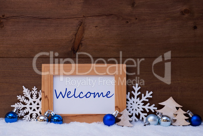 Blue Christmas Decoration, Snow, Welcome