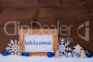 Blue Christmas Decoration, Snow, Welcome