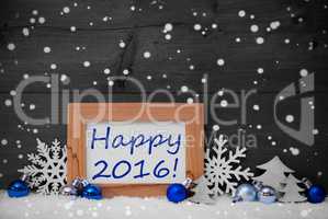 Blue Gray Christmas Decoration, Snow, Happy 2016, Snowflakes