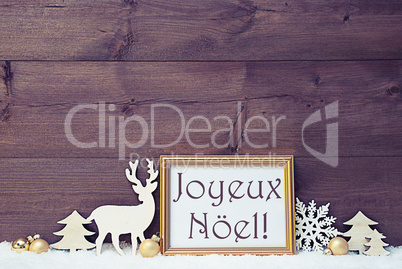 Vintage Card, Snow, Joyeux Noel Mean Merry Christmas