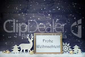 Vintage Card, Snowflakes, Frohe Weihnachten Mean Merry Christmas