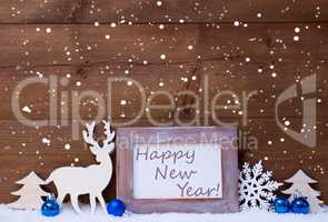 Christmas Card With Blue Decoration, Happy New Year, Snowflakes