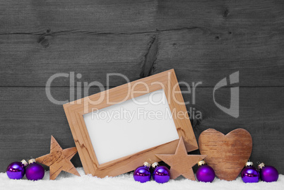 Gray Purple Christmas Decoration Copy Space, Frame