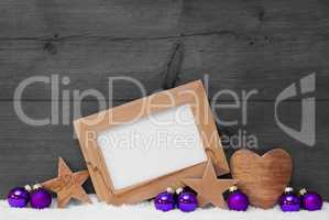 Gray Purple Christmas Decoration Copy Space, Frame