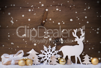 Golden Christmas Decoration, Snow,Tree, Reindeer,Gift, Snowflake