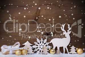 Golden Christmas Decoration, Snow,Tree, Reindeer,Gift, Snowflake
