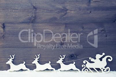 White Vintage Santa Claus Sled, Reindeer, Snow, Copy Space