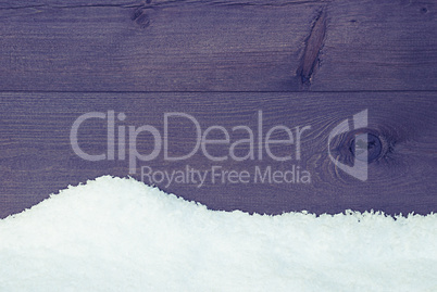 Brown Wooden Texture Or Background With Snow, Vintage Style