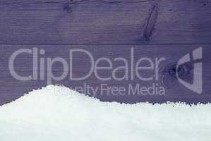 Brown Wooden Texture Or Background With Snow, Vintage Style