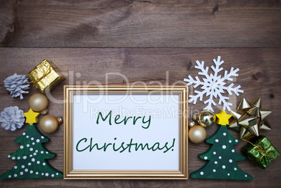 Frame With Decoration And Text Merry Christmas