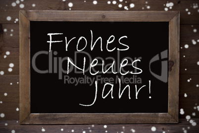 Chalkboard With Frohes Neues Jahr Mean New Year, Snowflakes