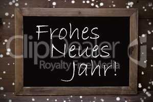 Chalkboard With Frohes Neues Jahr Mean New Year, Snowflakes