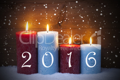 Christmas Card With Four Candles For Advent, 2016, Snowflakes