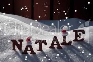 Card With Santa Hat And Snow, Natale Mean Christmas, Snowflakes