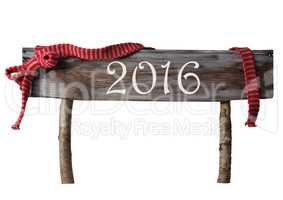 Brown Isolated Christmas Sign 2016, Red Ribbon