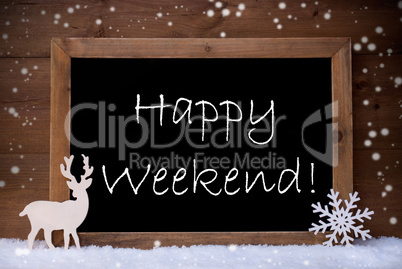 Vintage Christmas Card, Blackboard, Snow, Happy Weekend