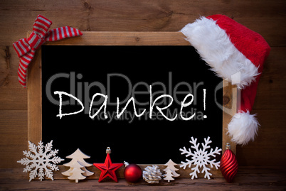 Brown Christmas Blackboard Santa Hat Danke Means Thank You