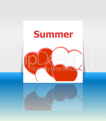 Grungy summer poster with love heart set. I love summer concept