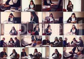 set collection of photos on the theme of business woman with a l